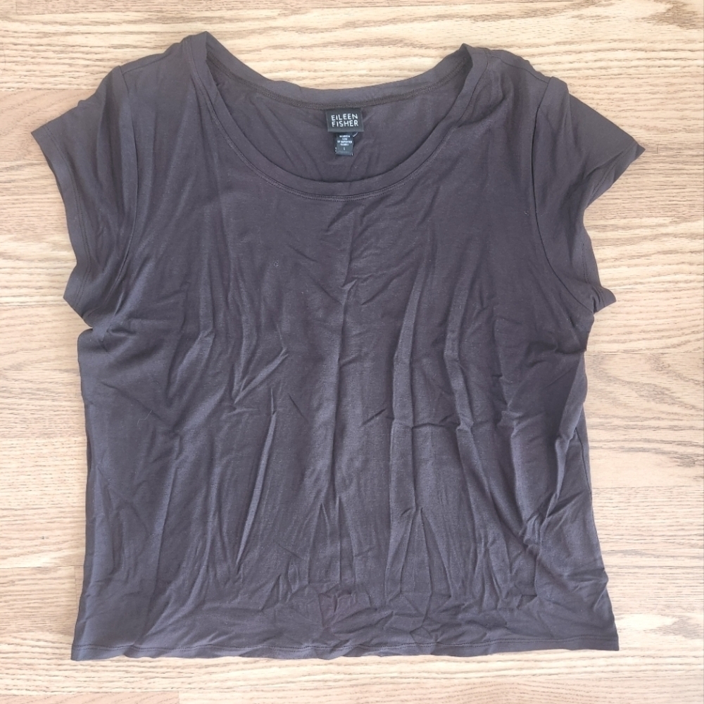 EUC Eileen Fisher Brown Cap Sleeve T-Shirt, Size L